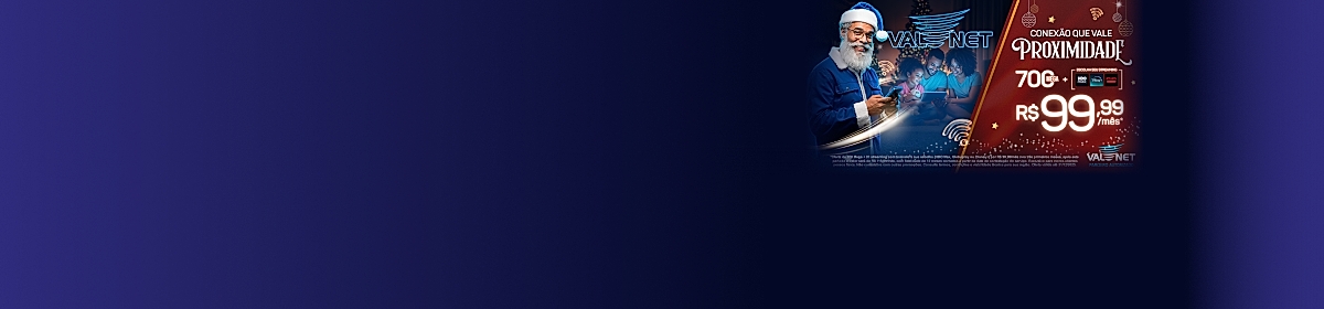 Imagem promocional da Valenet com destaque para internet fibra óptica