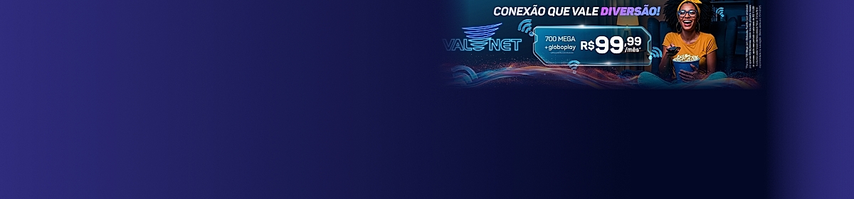 Imagem promocional da Valenet com destaque para internet fibra óptica